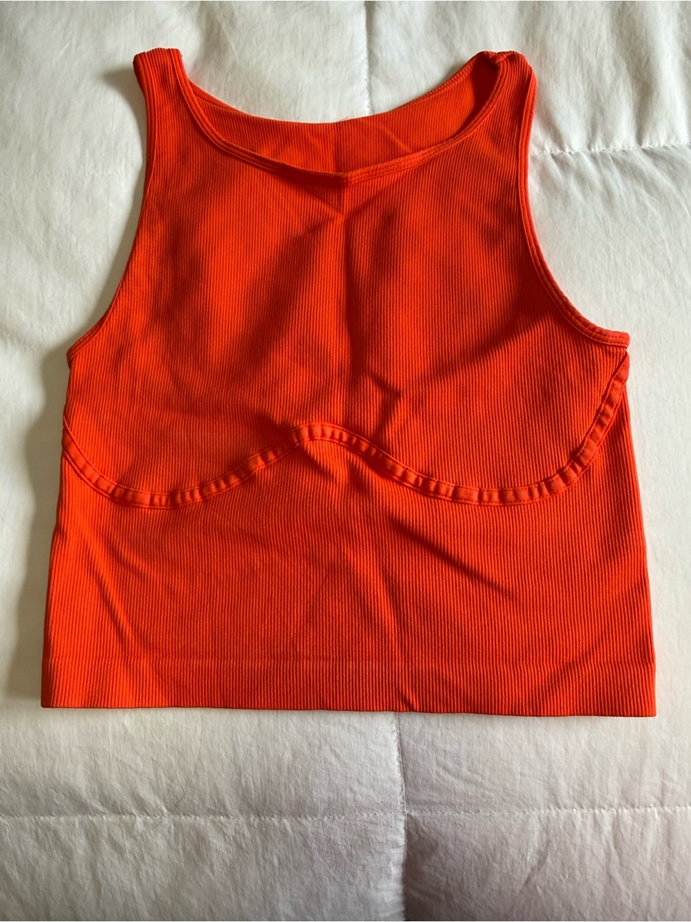 Women's Ribbed Crop Tank Top in Bright Orange